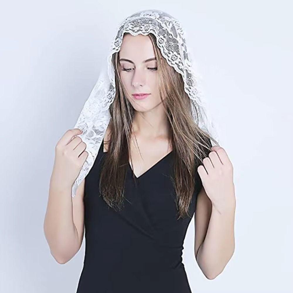 Romantic Mantilla Veil D Shape Women Scarf Traditional Vintage Church Shawl  Catholic Church