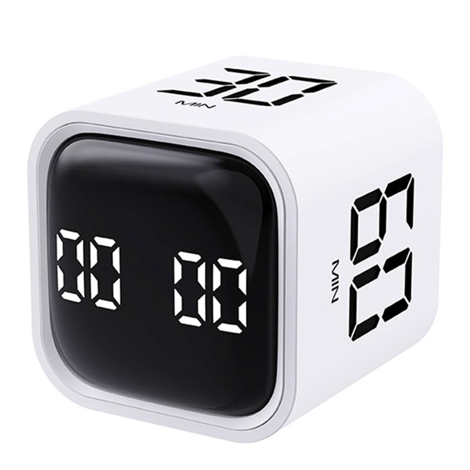 

Производительность Куб Таймер Датчик гравитации Переворачивающийся светодиодный дисплей 4 предустановленных времени Часы Двойные режимы Обратный отсчет Кулинарное исследование Цифровой таймер белый