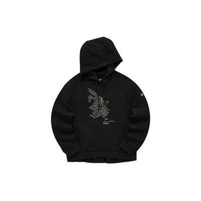 Moletom com Capuz de Malha Esportiva Estampado com Logo Feminino Capuzes Preto F11W218209F-BK
