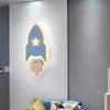 Cartoon LED Rocket Wall Lamp Modern Eye Protection  Passageway Study Bedside Star Rocket Wall Lamp for Kid Room Easy To Install