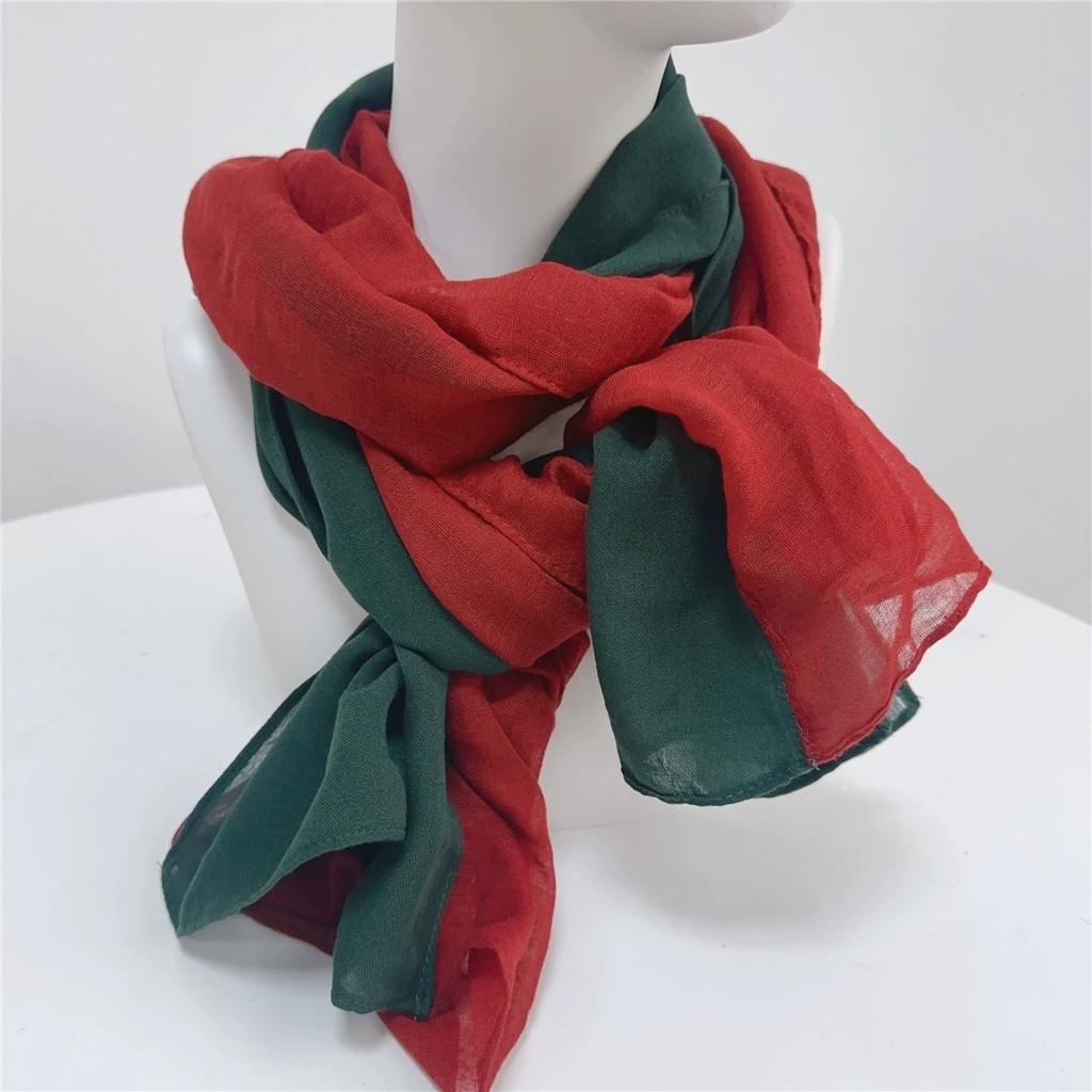 Korea Design New Spliced Scarf Long Two-Tone Cotton Warm Contrast Color Shawl Women's Scarves 75*190cm
