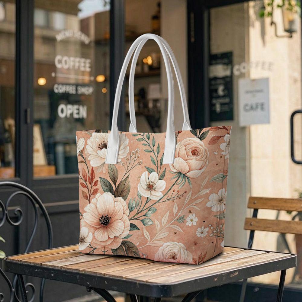 Floral Print Tote Bag Large Capacity Shoulder Bag for Daily Use Shopping Travel Cute Fashion Handbag for Women