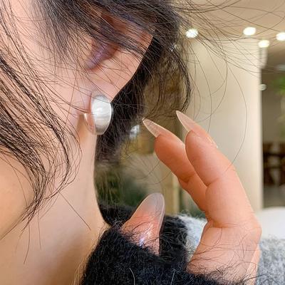 Minimalist Brushed Concave Earrings Women's Retro Versatile High-end Simple Temperament Commuter Style Office Casual Daily Fashion Jewelry