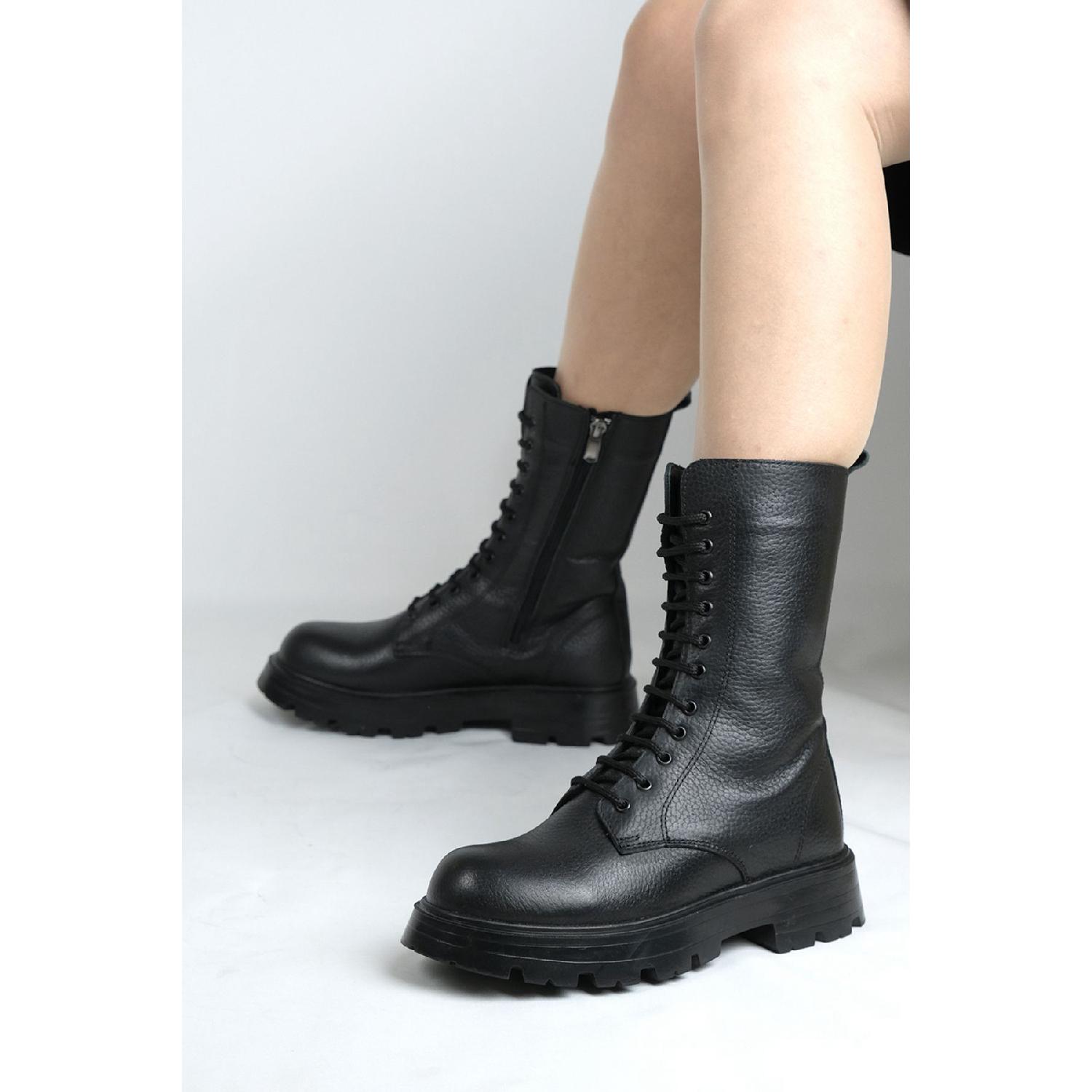 

Women s Boots Boots Genuine Leather Rubber Sole 36 чёрный