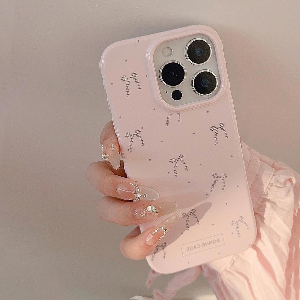 Artistic Pink Bow Phone Case Suitable for Apple Phones