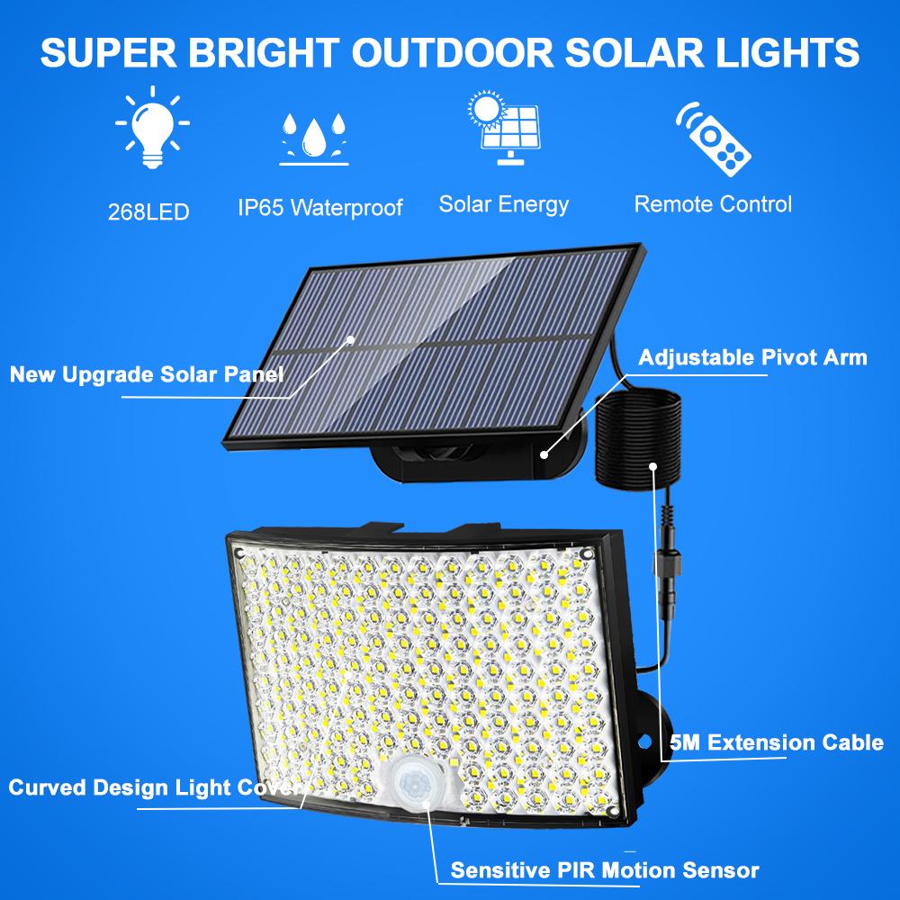 Solarleuchten Außen Wasserdicht 106/234 LED Solar Bewegungssensor Flutlicht 3 Beleuchtungsmodi Solar Sicherheitslicht Garage Zaun