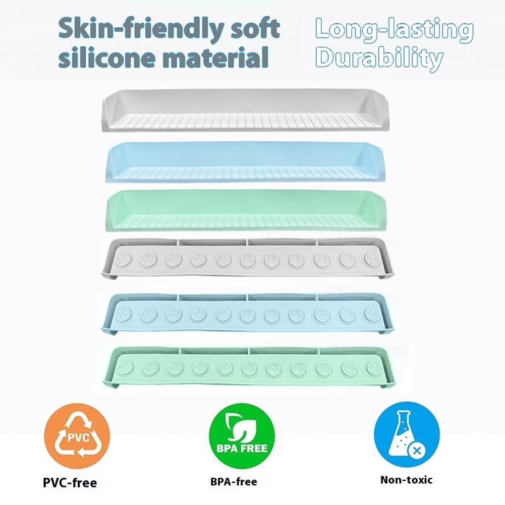 Silicone Bath Tub Splash Guard with 11 Suction Cups Doll Tray Caddy Holder Storage with 3°Drainage Slope Doll Holder Play Shelf