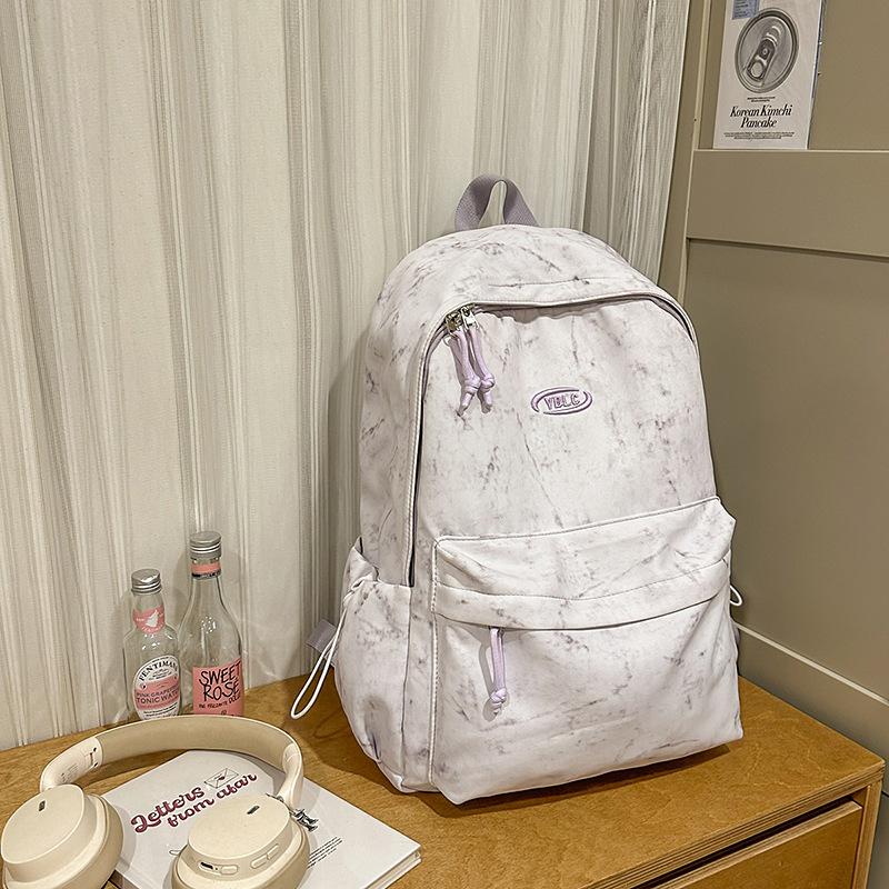 School Bag Large Capacity Campus Backpack for Women, Korean Style Middle School Student Simple Tie-dye, High School Backpack INS Style Japanese Style