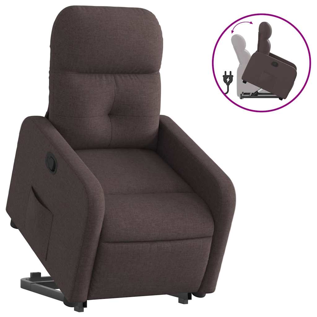 Recliner with Rising Function Dark Brown Fabric