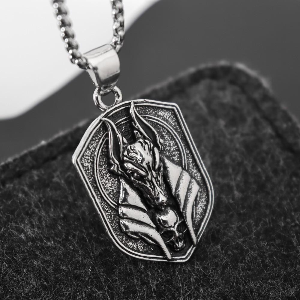 Retro Wolf Head Pendant Necklace - Men's Zinc Alloy Electroplated Wolf Tooth Design