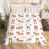 Kids Cartoon Dogs Duvet Cover Set King Size Corgi Pug Pattern Comforter Cover For Boys Girls Adult Bedroom Decor,Cute Puppy Pet