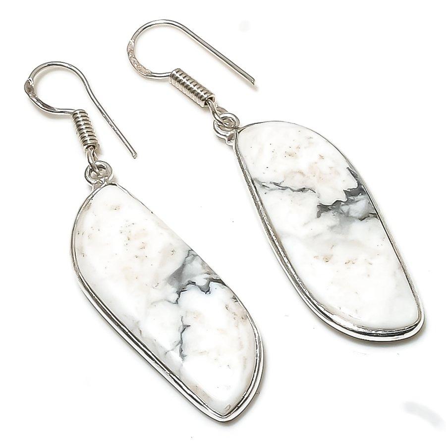 

Серьги из стерлингового серебра 925 пробы с натуральным говлитом, драгоценный камень яшма, 2,13 дюйма, Y6w87