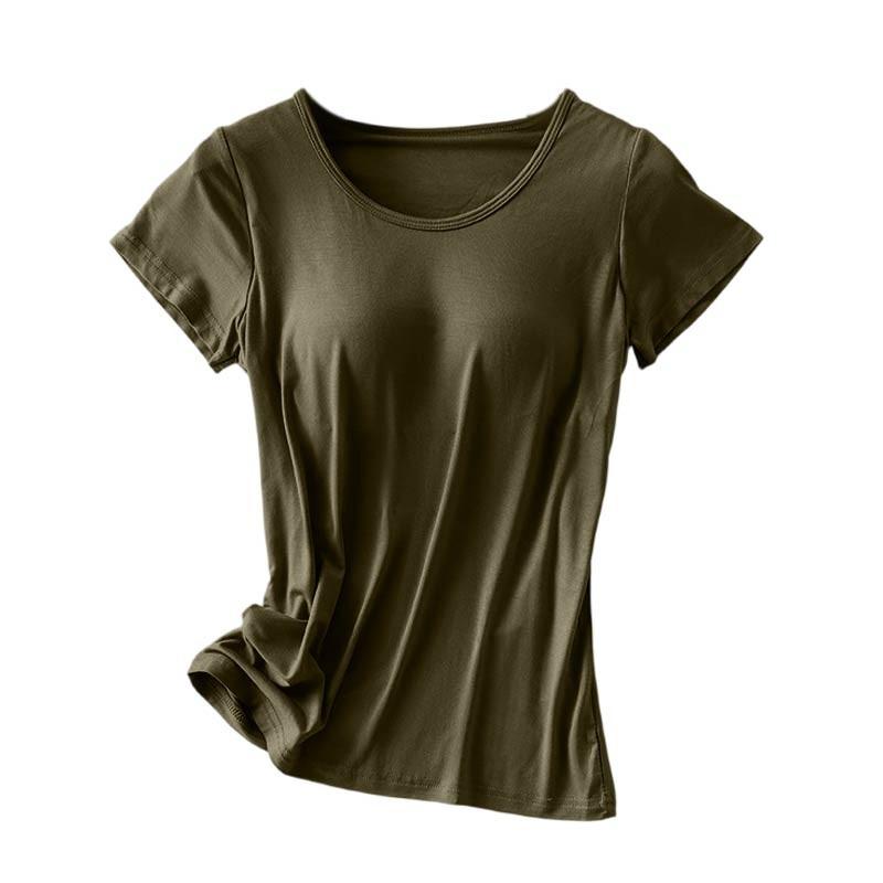 Damski top na ramiączkach z krótkim rękawem Letni jednoczęściowy bez fiszbin z wkładką na biust