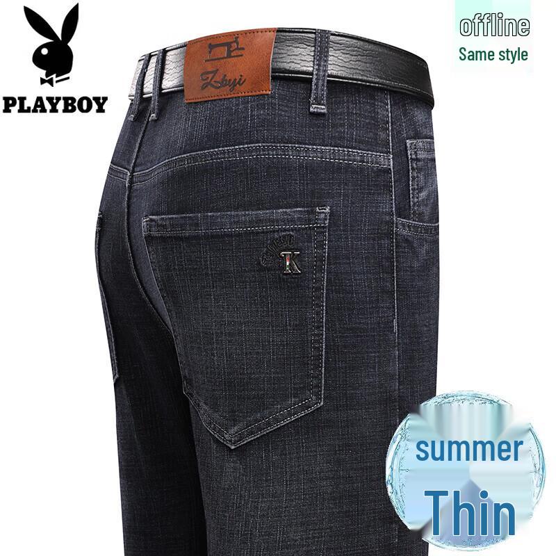 PLAYBOY Men s Ice Silk Cooling Loose Straight Jeans 36