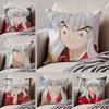 Japanese Anime l-Inuyasha Pillow Case Anti-dustmite Pillowcase Invisible Zipper Silky Short Plush Sofa Cushion Cover