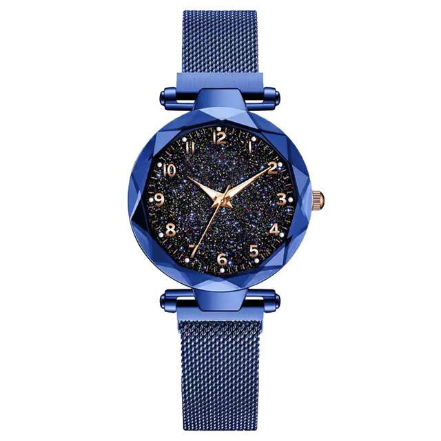 Montre à Quartz Lumineuse Numérique Ciel Étoilé à Bracelet Magnétique Pour Étudiants