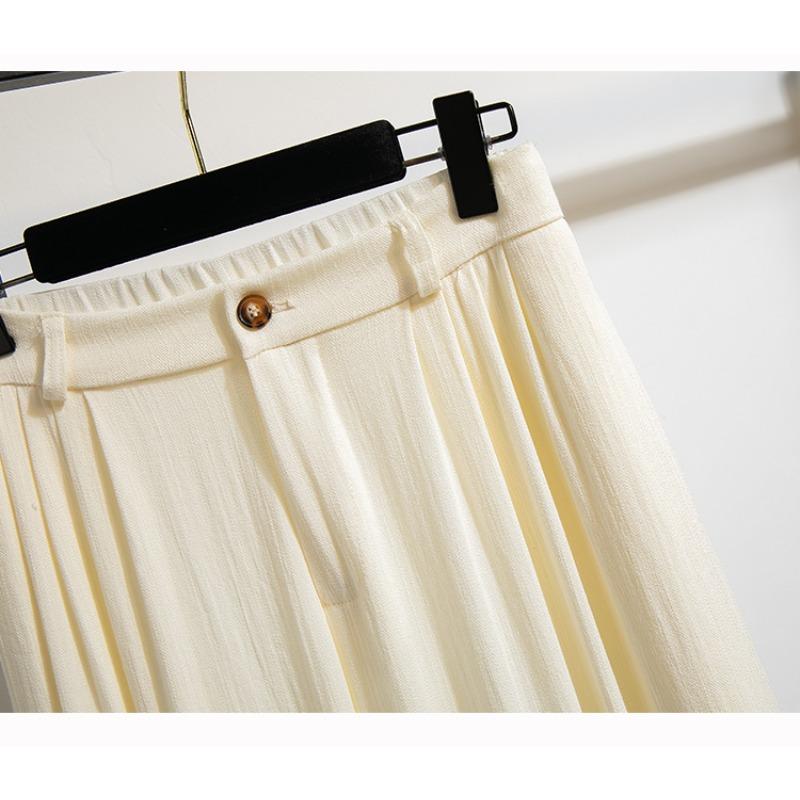 DIMANAF 2026 Summer New Plus Size Women Long Pants Thin Linen Loose Casual Elastic Waist Fashion Lady Bottoms Clothing