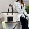 New Women's Bag Tote Shoulder Stitched Canvas Zipper Crossbody Bag Tote Bag Portable