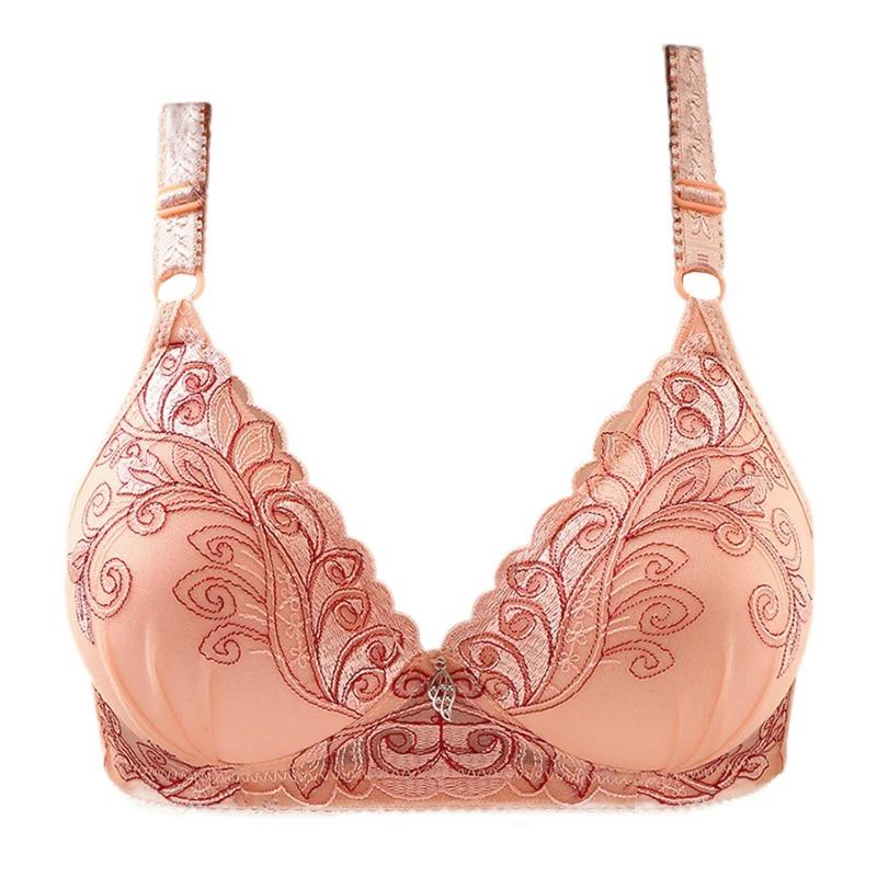 Women's Beautifully Embroidered Floral Bra Push Up Pair Breast Support Comfort Bra Thin Brasieres Sexy
