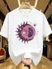 Unisex Trendy Sun Moon Star Print Soft Cotton Round Neck TShirt Summer Casual Street Versatile Short Sleeve Tops