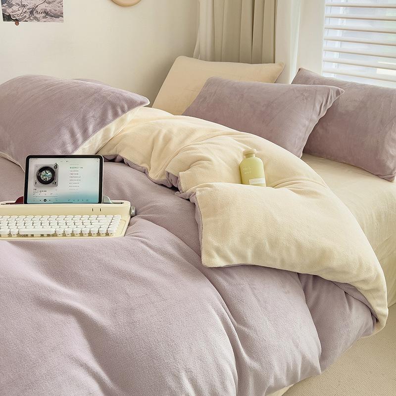 

Комплект простыней из 4-х предметов из молочной фланели, зимнее одеяло, детский комплект из 3-х предметов из коралловой ткани, шапочки для кровати 2.0m фиолетовый