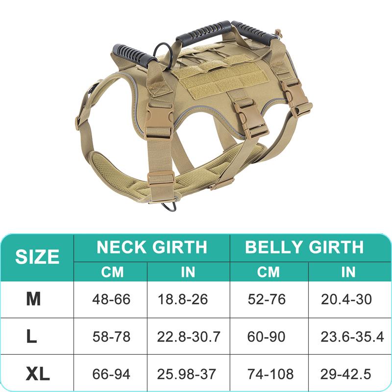 Heavy Duty Tactical Reflective Military Dog Harness Vest For Large Dogs Working Dogs With Handle Easy Control Adjustable Harness