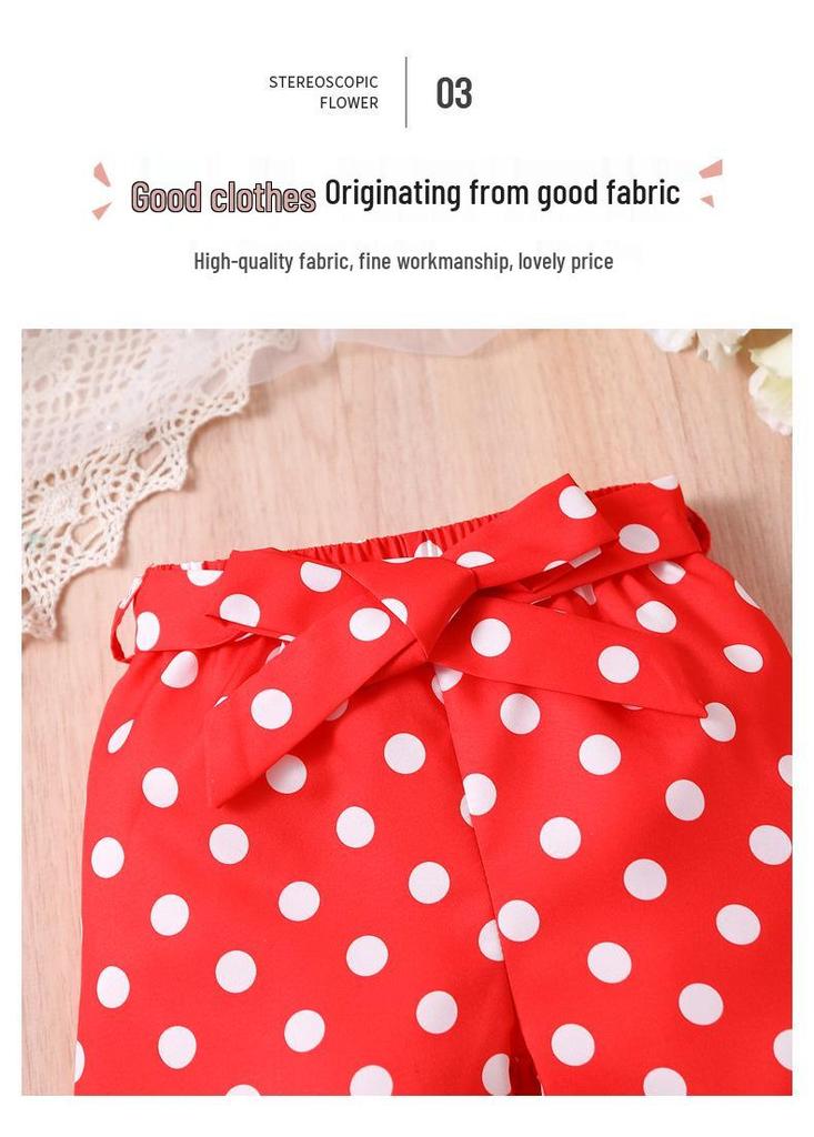 Girls' Summer Two-Piece Set: Short Sleeve Top & Shorts, Casual Sport Style, Lightweight and Printed for Kids and Babies.