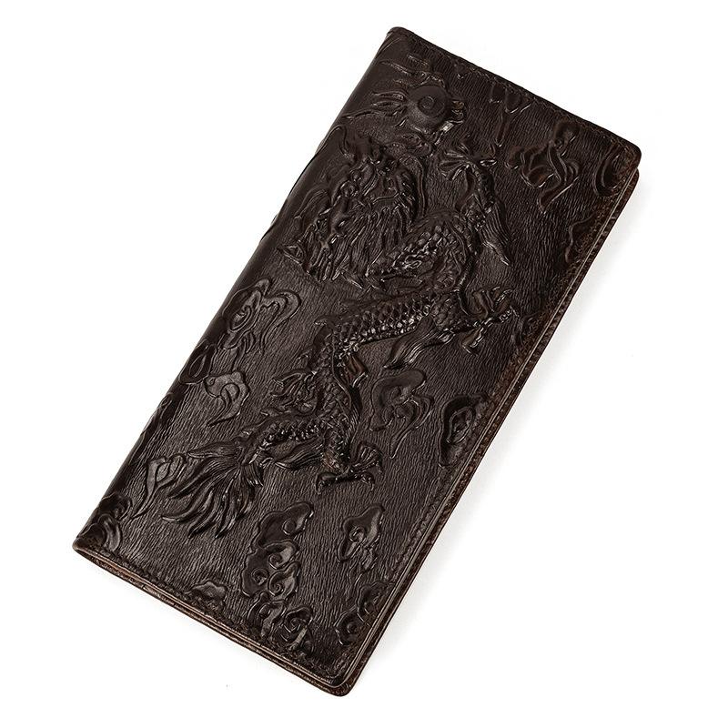 Genuine Leather Long Bifold Wallet for Men Classic Clutch Wallet with Phone Pocket Multi Card Slots Large Capacity Men Purse for Daily Use
