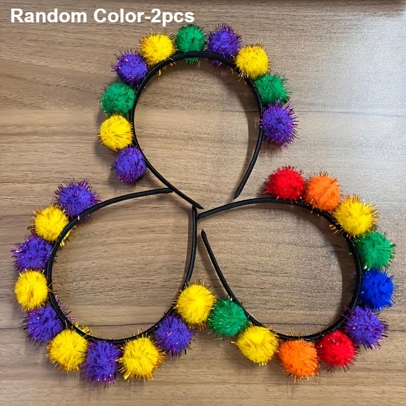 

1pc Mardi Gras Headband Festival Decoration Headband Plush Ball Hair Accessories Scallion Ball Party Decoration Photo Prop