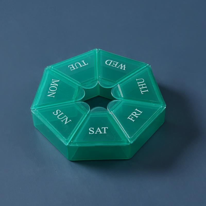 Octagonal 7-Compartment Weekly Pill Organizer, Dustproof and Portable