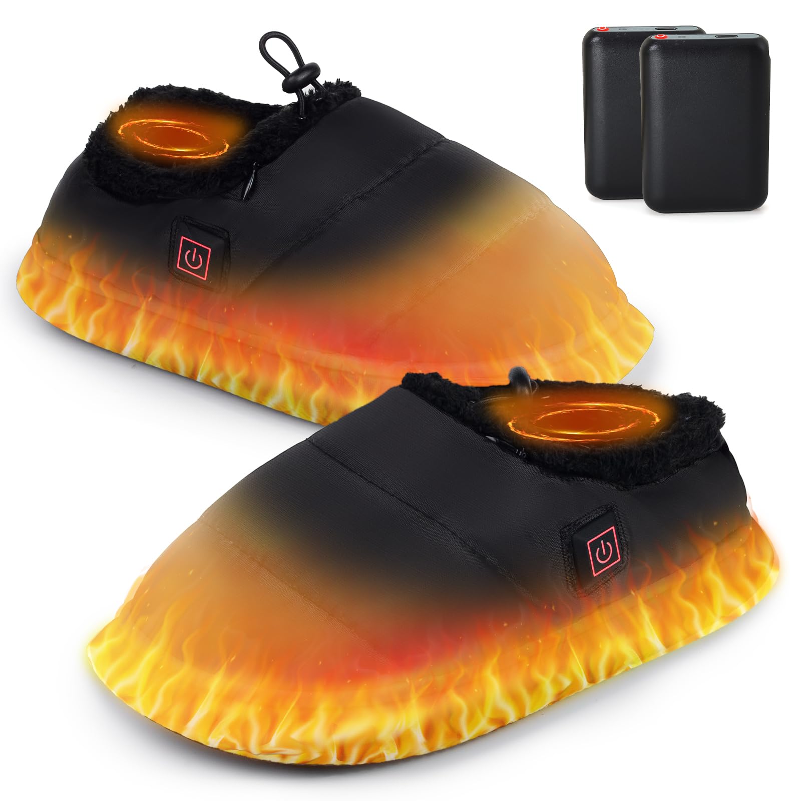 

SUPTEMPO Cordless Electric Quick Foot Heated Foot 2 6000mAh Heaters Made in 3 Temperature Extension Foot Unisex Slippers, 10-Second Heat, Warmer, чорний
