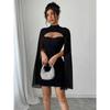 Elegant Polyester Knit Short Dress With High Waist For Business And Casual Wear