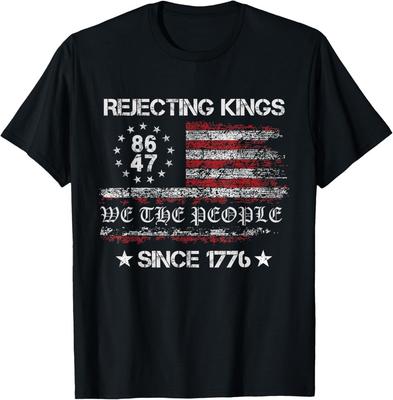 Rejecting Kings Since 1776 American Vintage Flag 4th Of July Unisex T-Shirt