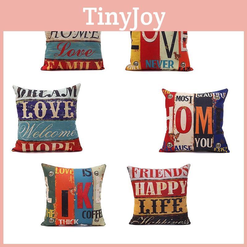 Premium Housse De Coussin Carr Coton Imprim Lettres Rtro Mlang For Timeless Elegance