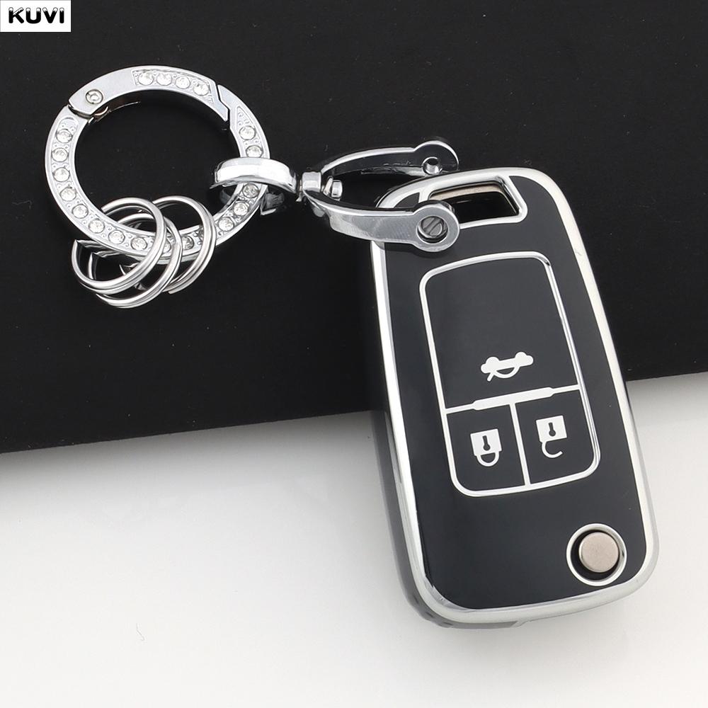 3 4 Buttons Tpu Car Folding Key Case Cover Fob Keychain For Chevrolet Cruze Aveo Camaro Epica Lova Sail Spark Opel Astra Corsa
