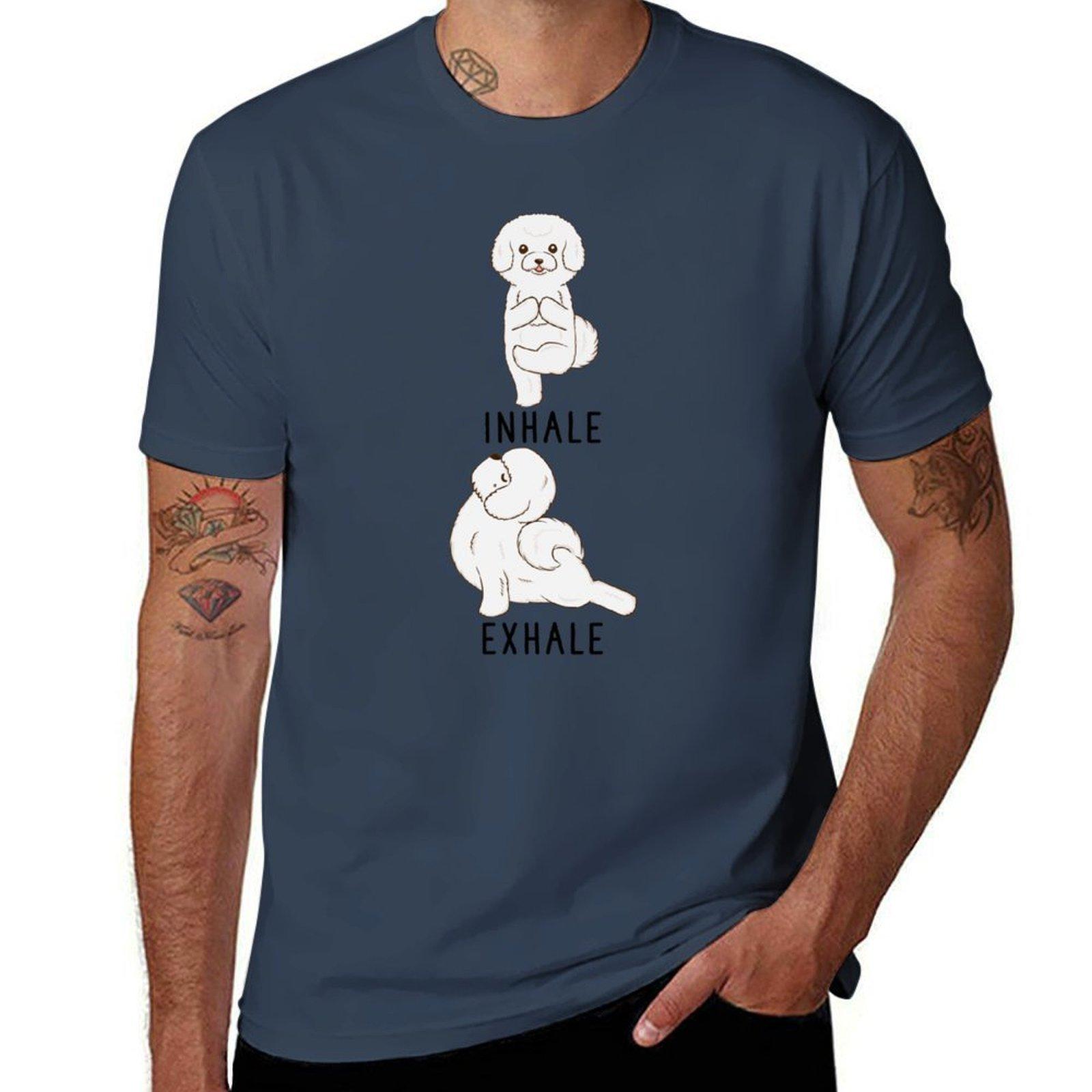 Inhale Exhale Bichon Frise Yoga Tshirt Lightweight Running Sports Tshirt S