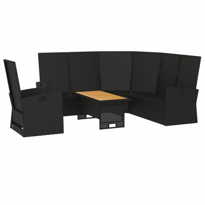 VidaXL Garden Lounge Set 3 Pcs with Cushions Black Wicker 362177