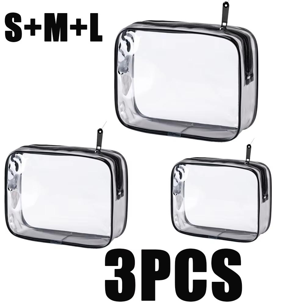 1/3pcs Transparent Makeup Bag Pvc Waterproofing Wear-Resistant Toiletries Bags Multi Doll Clothes Towels Cosmetics Storage Bag