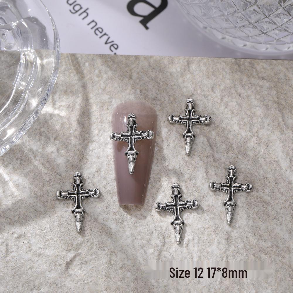 Retro Dunkelchrom Halloween Nagelanhänger: Engel, Schädel, Punk-Herz