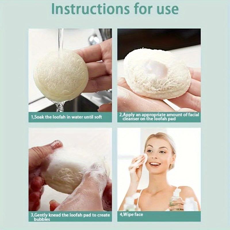 Natural Loofah Facial Sponge Pad | High-Quality Exfoliating Face Scrubber for & Sensitive Light Beige | Reusable Vegan Skincare Tool