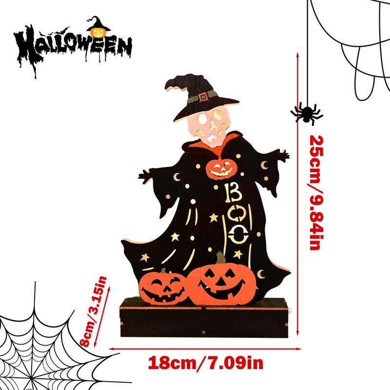 Light Up Haunted House Halloween Themed Table Topper Wooden Spooky Tabletop Light Battery Operated Ghost House Decoration