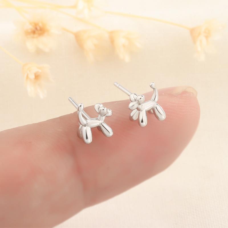Cute Balloon Dog Stud Earrings For Women Small Hypoallergenic Animal Shape Fashionable Trendy Ear Jewelry