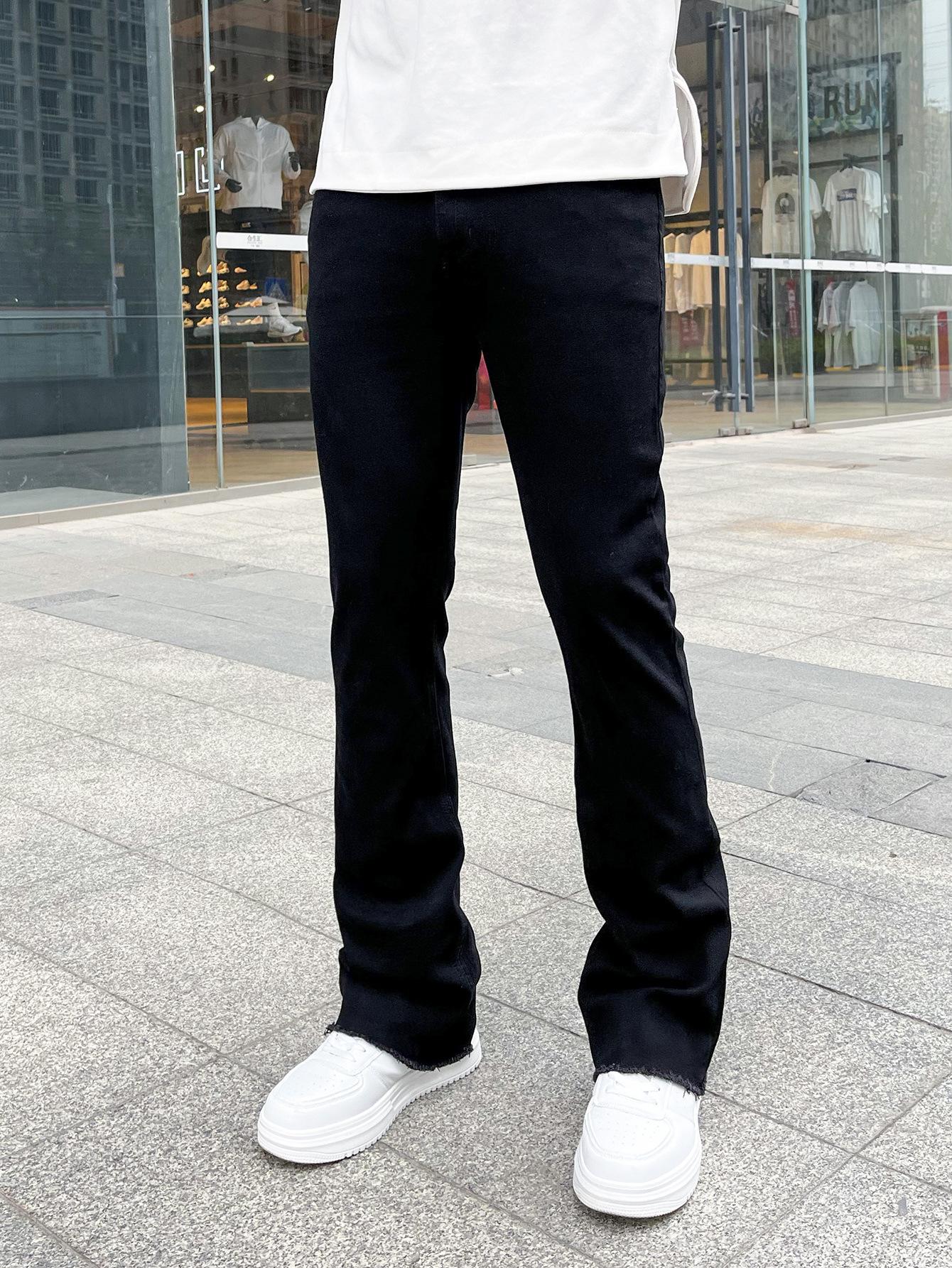 

Men s Flared Jeans, Black/Deep Blue/Light Blue, Retro Bell Bottom Denim Pants with Distressed Hem XXL чорний