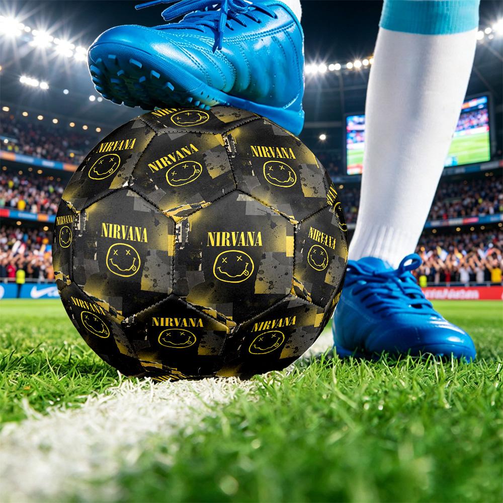 Nirvana Print Standard Size 5 Soccer Ball Durable Shock?Absorbing Ball For Training Match Outdoor Play