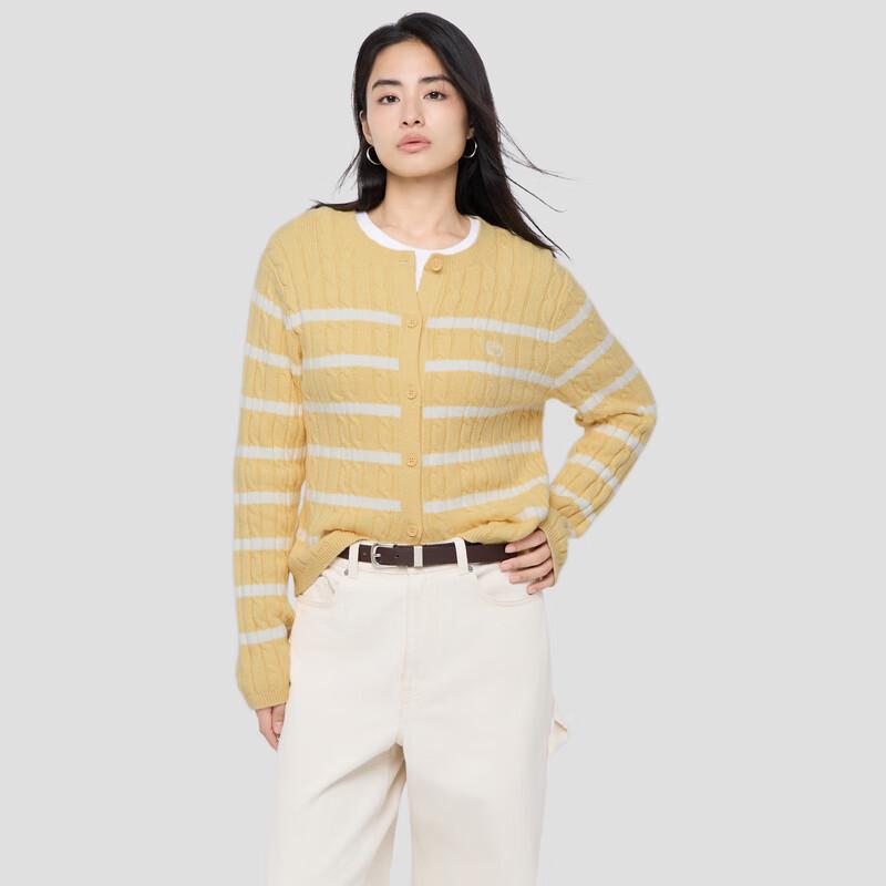 Gap Women's 2025 Winter Logo Wheat Embroidery Striped Knit Cardigan