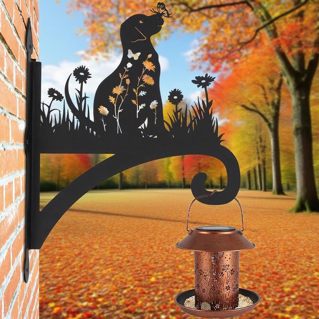 Metal Dog Flower Basket Hanger Wall Mounted Decorative Garden Plant Hanger For Hummingbird Feeder Wind Chime Lanterns