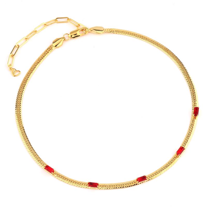 2026 New 18k Gold Plated Chain Necklace Women with Cubic Zircon,Green Stone Rainbow CZ Snake Necklace Adjustable Choker Jewekry