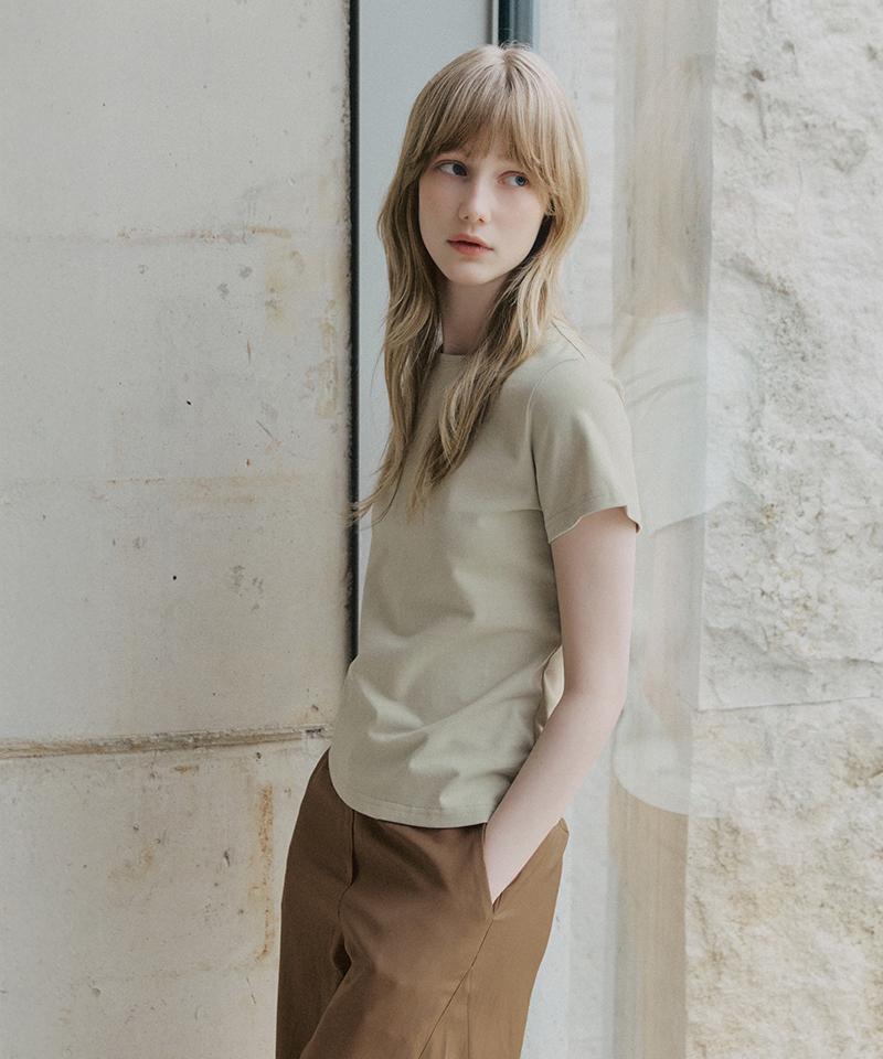 LEFTSEOUL Basic Half T-Shirt [Beige]
