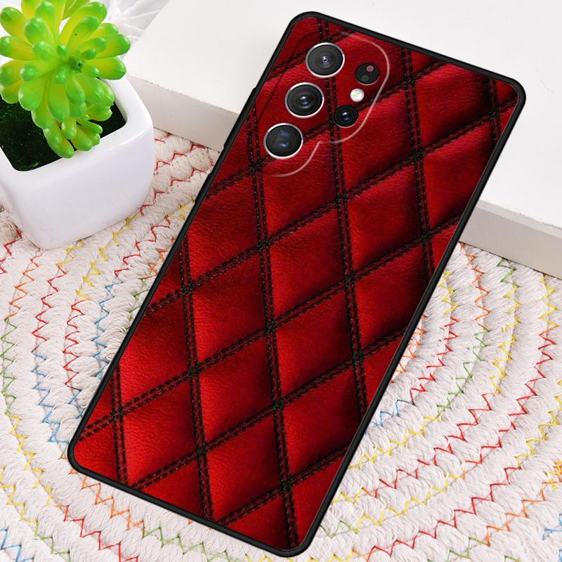 Red Leather Pattern design Phone Case For Samsung Galaxy note 10 pro S26 S25 S24 S23 S22 Ultra Plus S21 FE S20 Shockproof Cover