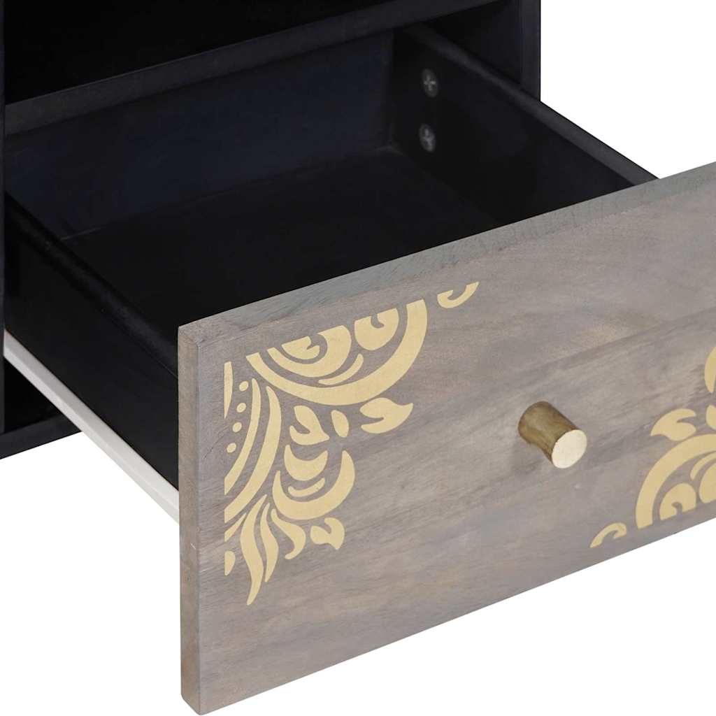 TV Stand with Shelf Gray 100 x 33 x 46 cm Solid Mango Wood